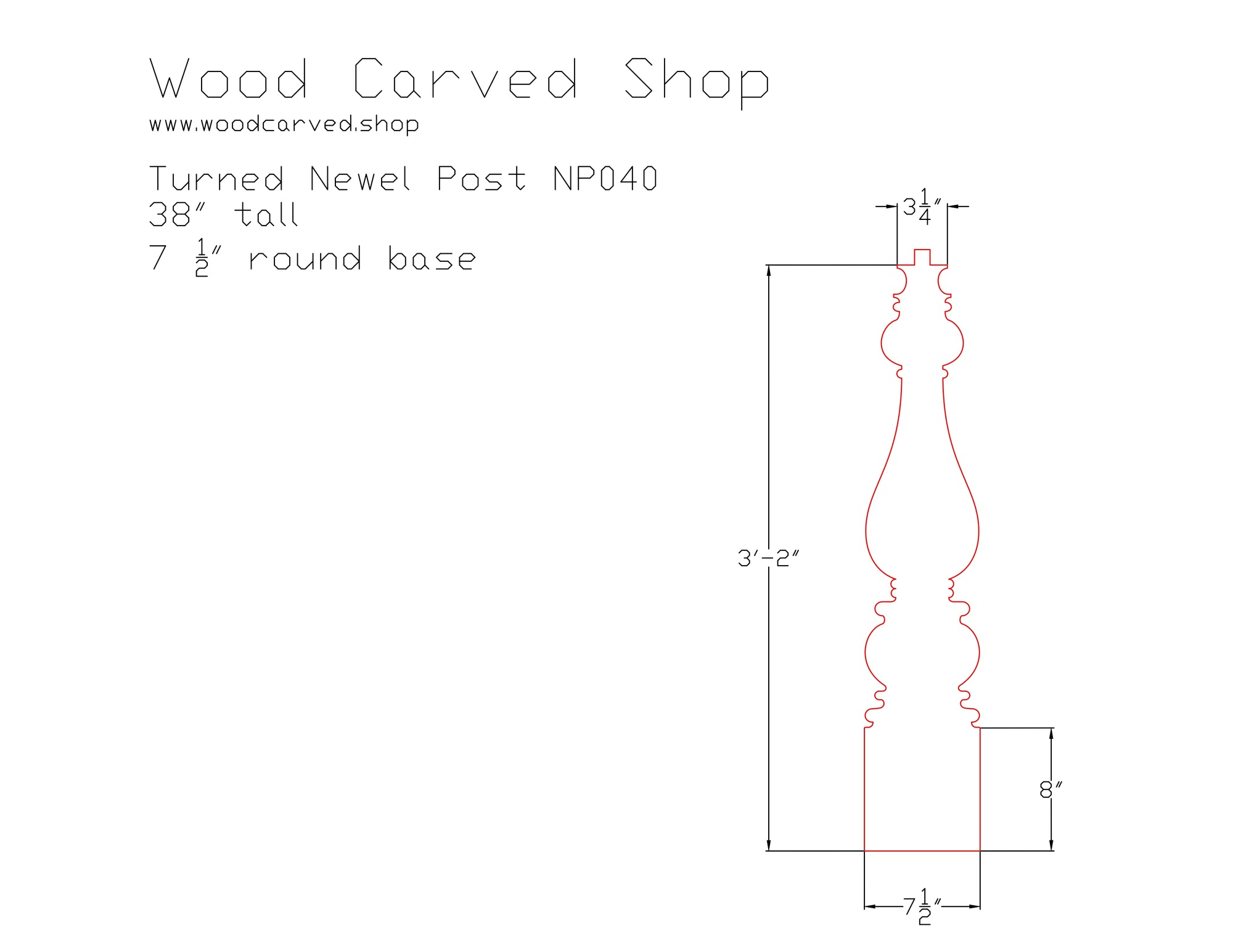 Turned Newel Post NP040