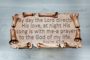 Wall Sign. By day the Lord directs His love. Bible verse sign for home.