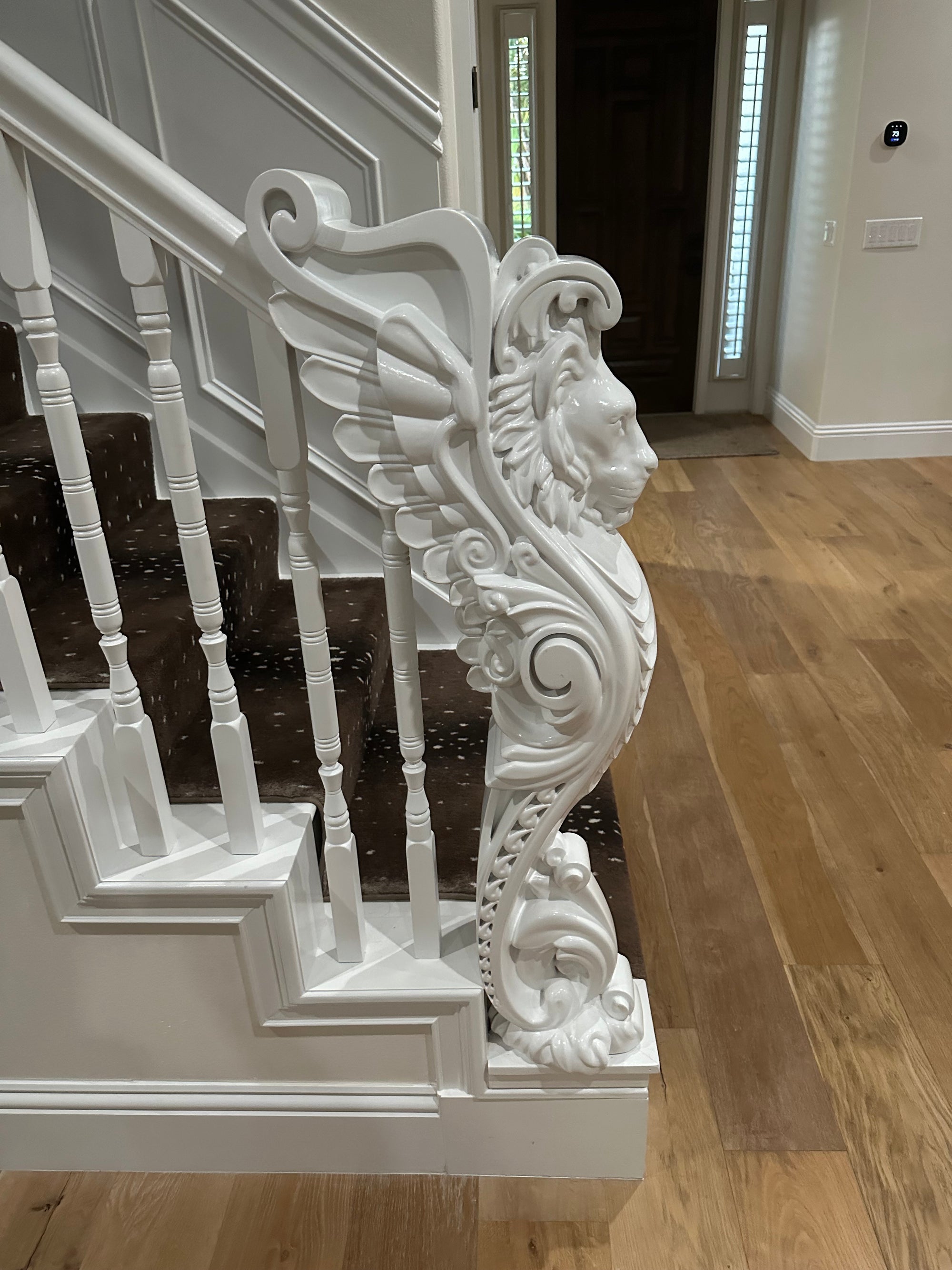 White Lion Newel Post Inside Interior