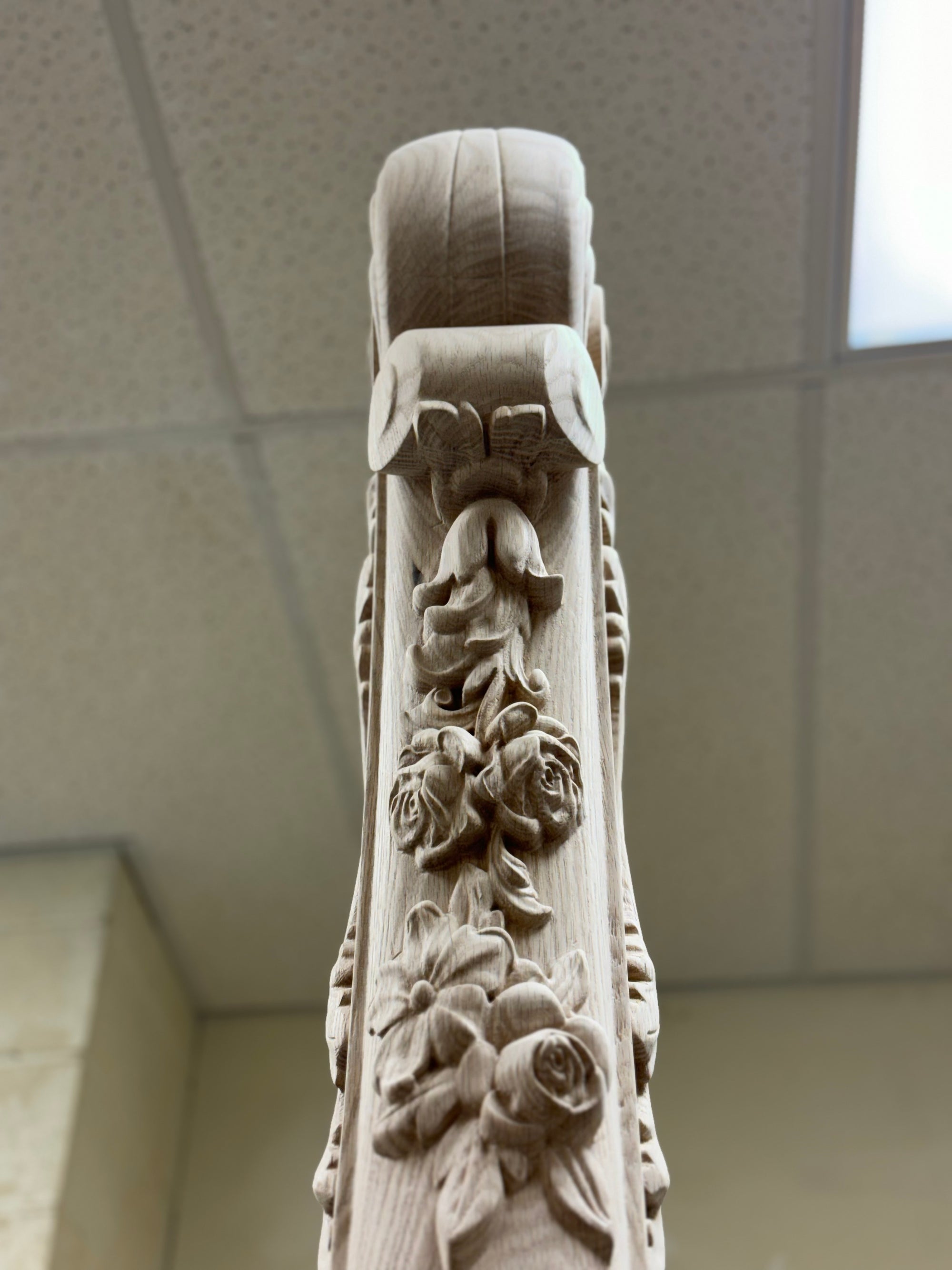 Big Intricately Carved Newel Post.