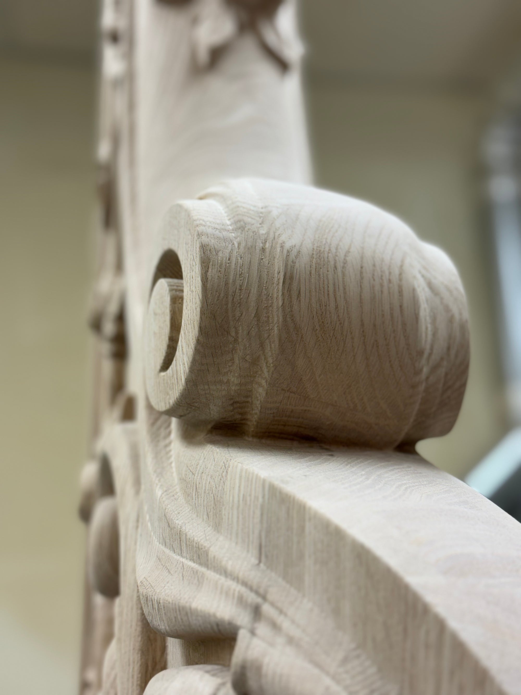 Big Intricately Carved Newel Post.