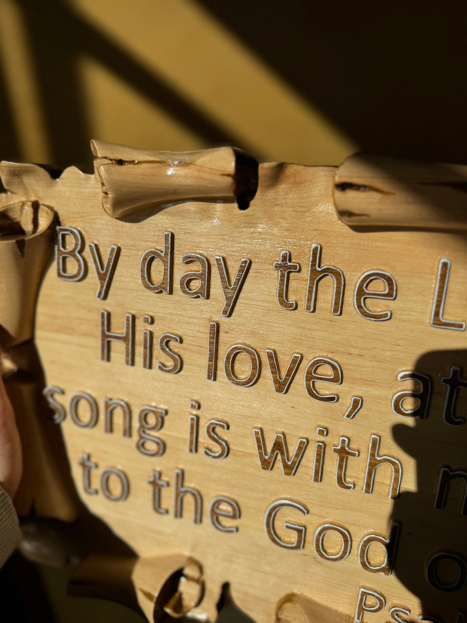 Wall Sign. By day the Lord directs His love. Bible verse sign for home.