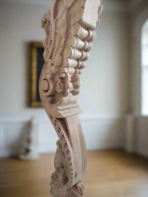 Wood carved Lion Newel Post