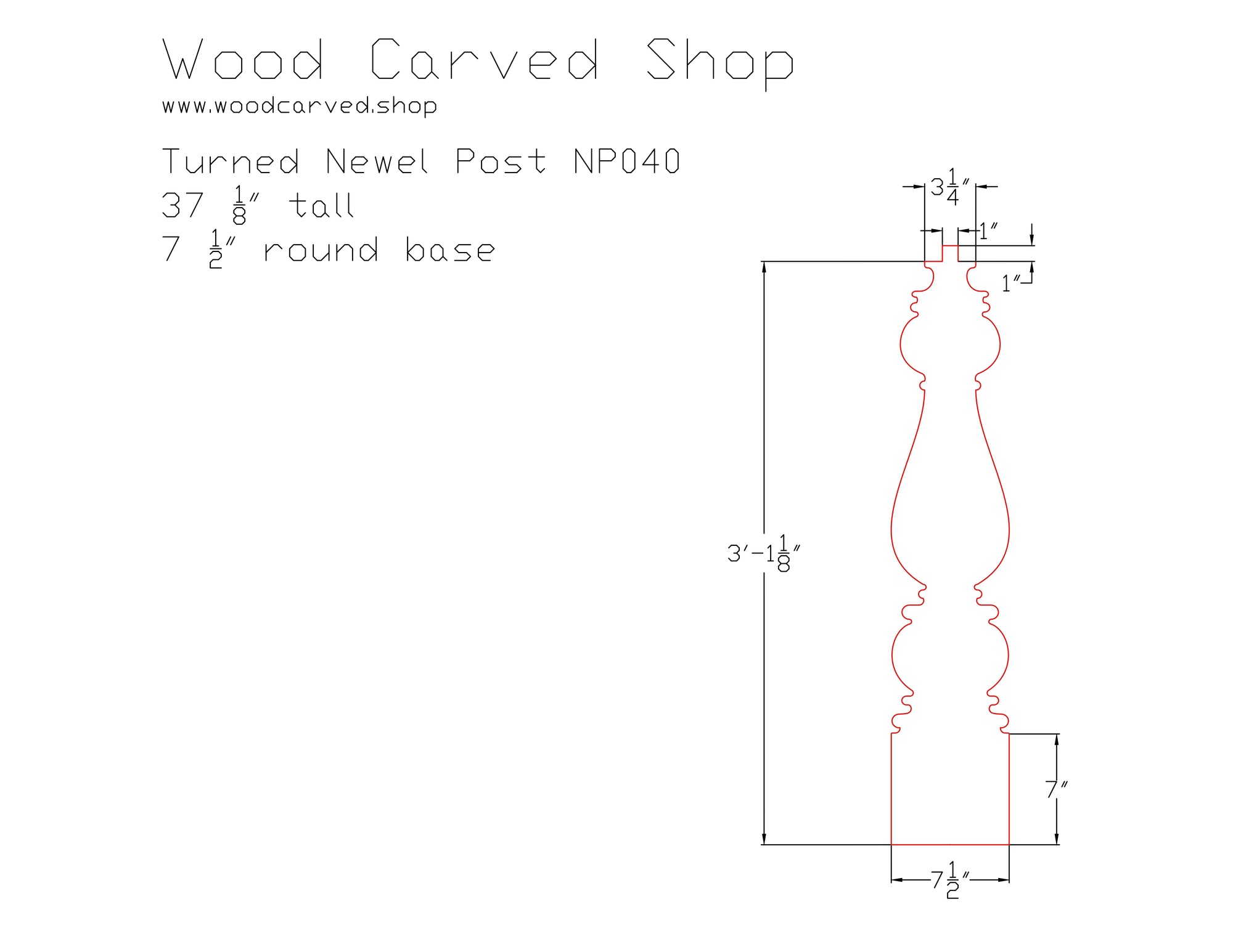 Turned Newel Post NP040