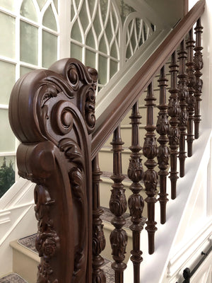 Big Intricately Carved Newel Post.