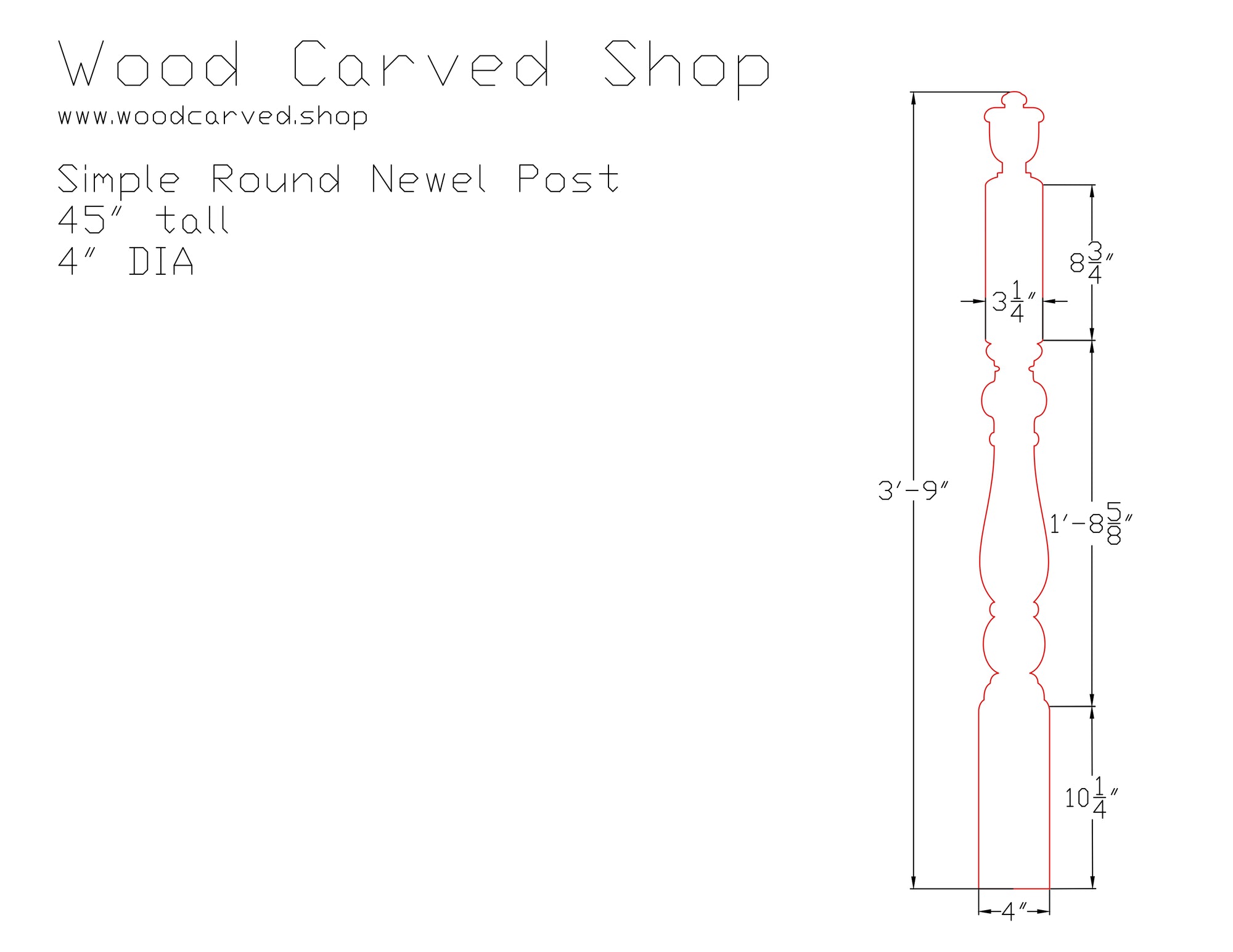 Simple Round Newel Post Plan