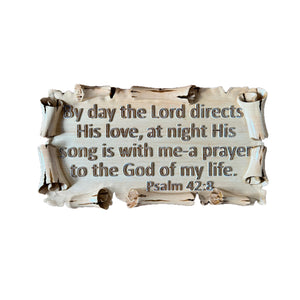 Wall Sign. By day the Lord directs His love. Bible verse sign for home.